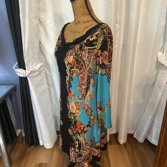 Eva Varro Blue Sheath Dress with 3/4 Sleeves for Cocktail - Picture 2 of 5